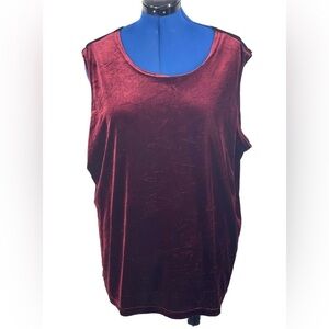 Notations Women's S3X Sleeveless
Velvet Velour Burgundy Red Sleeveless Tank Top